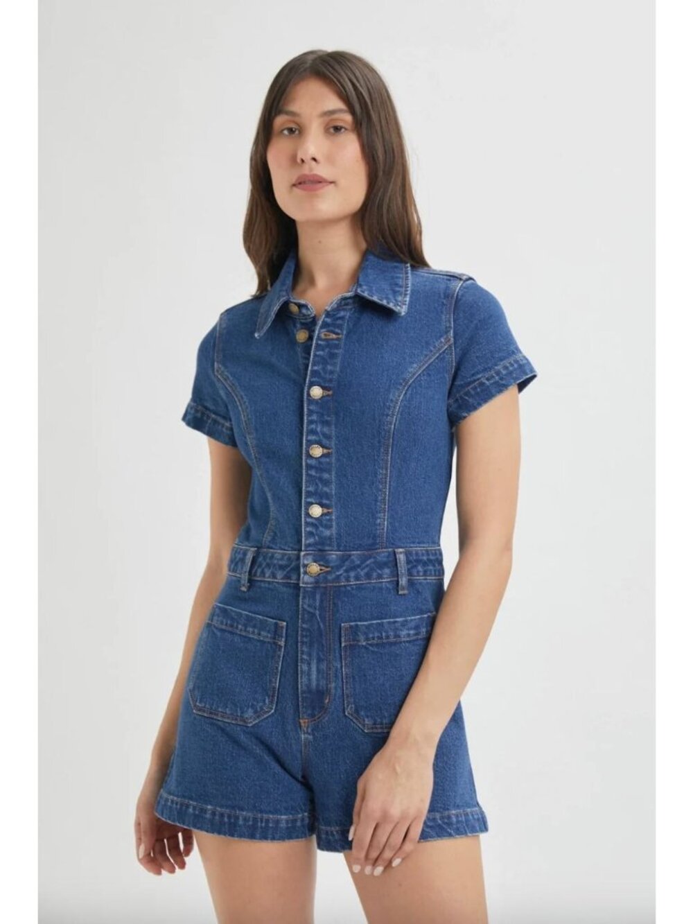Rolla's Sailor Denim Romper Eco Blue Womens Size XL